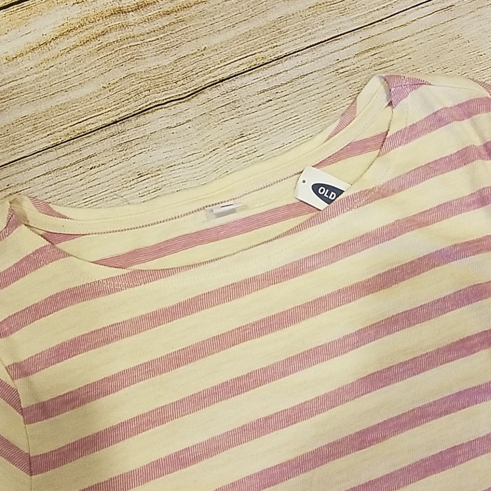 OLD NAVY Relaxed Fit, Tie-Front Top Pink White NWT - Picture 4 of 4